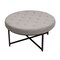 Merrick Lane Almas 34-Inch Round Tufted Cotton Linen Ottoman with Durable Metal Frame